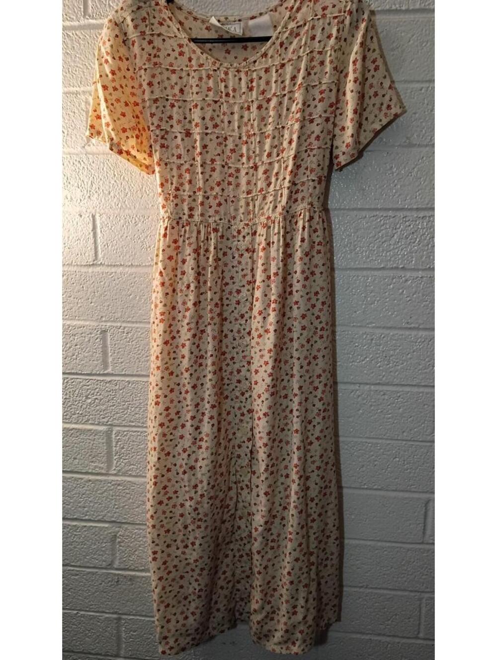 Floral Button Tie Back Cottage Core Midi Dress